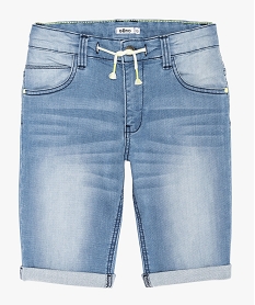bermuda garcon en jean extensible avec ceinture cordon grisA683901_1