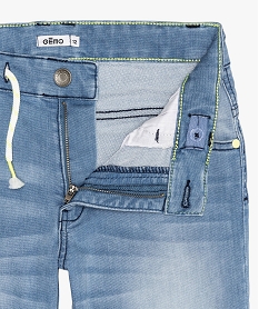 bermuda garcon en jean extensible avec ceinture cordon grisA683901_2