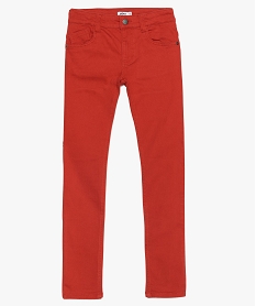 GEMO Pantalon garçon 5 poches coupe slim en stretch Rouge