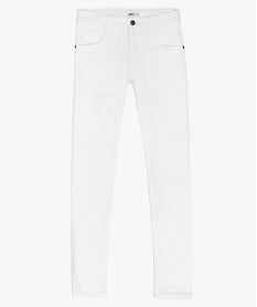GEMO Pantalon garçon 5 poches coupe slim en stretch Blanc