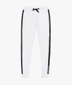 GEMO Pantalon de jogging garçon avec bandes latérales contrastantes Blanc