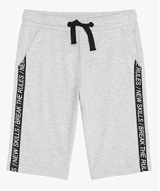 GEMO Bermuda garçon en maille piquée avec inscriptions latérales Gris