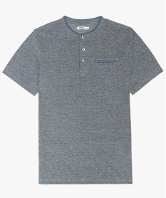 GEMO Polo garçon à col tunisien et maille piquée bleu chine