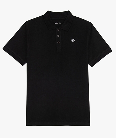 GEMO Polo garçon en maille piquée et broderie Noir