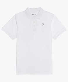 GEMO Polo garçon en maille piquée et broderie Blanc