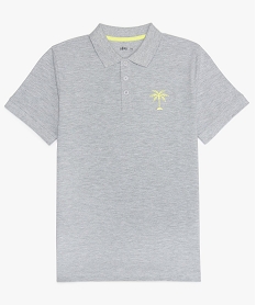 GEMO Polo garçon à manches courtes en coton piqué avec motif Gris