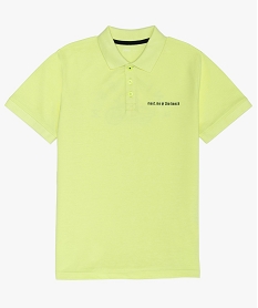 GEMO Polo garçon à manches courtes en coton piqué avec motif jaune vif