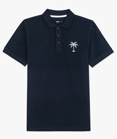 GEMO Polo garçon en coton piqué avec motif palmier brodé Bleu