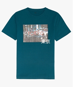 tee-shirt garcon avec motif sur lavant bleuA690401_1