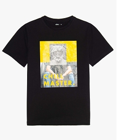 GEMO Tee-shirt garçon avec motif sur lavant Noir