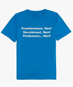 tee-shirt garcon a manches courtes avec imprime devant bleuA691201_1