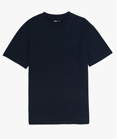 tee-shirt garcon avec poche poitrine contenant du coton bio bleuA691601_1