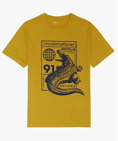 GEMO Tee-shirt garçon avec motif sur lavant contenant du coton bio Jaune