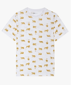 GEMO Tee-shirt garçon avec motif sur lavant contenant du coton bio Blanc