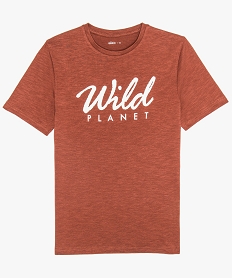 GEMO Tee-shirt garçon avec motif sur lavant contenant du coton bio Orange