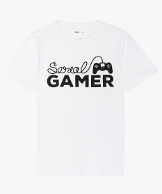 GEMO Tee-shirt garçon avec inscription sur le thème jeu vidéo Blanc