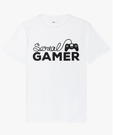 tee-shirt garcon avec inscription sur le theme jeu video blancA692001_1