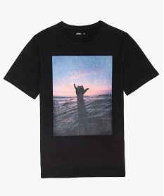GEMO Tee-shirt garçon avec motifs et inscriptions estivales noir chine