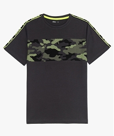 tee-shirt garcon avec motif camouflage sur le buste noirA693001_1