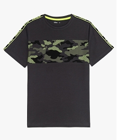 GEMO Tee-shirt garçon avec motif camouflage sur le buste noir standard