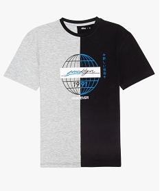 tee-shirt garcon bicolore a imprime grisA693401_1