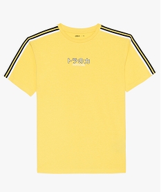 tee-shirt garcon avec bande rayee et inscription jauneA693501_1