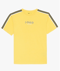 GEMO Tee-shirt garçon avec bande rayée et inscription Jaune