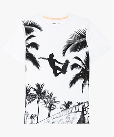 tee-shirt garcon a grand imprime sur lavant blancA693701_1