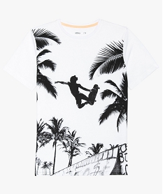 GEMO Tee-shirt garçon à grand imprimé sur lavant blanc chine
