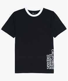 GEMO Tee-shirt garçon à col rond contrastant kaki vif