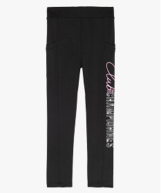 GEMO Leggings de sport fille avec inscriptions sur le côté Noir