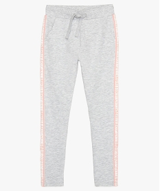 jogging fille avec bande imprimee sur les cotes gris pantalonsA696401_1