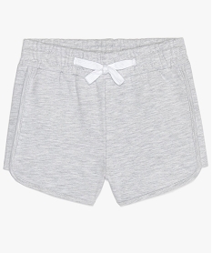 GEMO Short fille en coton uni à taille élastiquée Gris