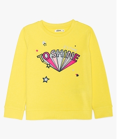 GEMO Sweat fille avec motif pailleté sur lavant Jaune