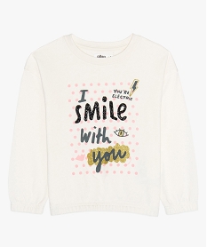 sweat fille avec motif sur lavant et touches pailletees beigeA699601_1