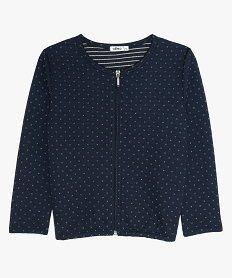 GEMO Sweat fille avec fermeture zippée et détails pailletés Bleu