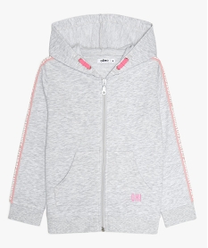 GEMO Sweat fille zippé à capuche imprimé Gris