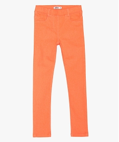 pantalon fille en stretch coupe slim avec taille elastiquee orangeA701501_1