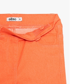 pantalon fille en stretch coupe slim avec taille elastiquee orangeA701501_2