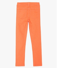 pantalon fille en stretch coupe slim avec taille elastiquee orangeA701501_3