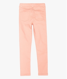 pantalon fille en stretch coupe slim avec taille elastiquee rose pantalonsA701601_3
