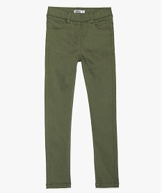 pantalon fille en stretch coupe slim avec taille elastiquee vert pantalonsA701701_1