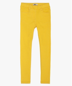 pantalon fille en stretch coupe slim avec taille elastiquee jauneA701801_1