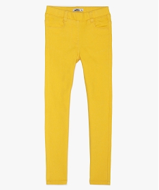 GEMO Pantalon fille en stretch coupe slim avec taille élastiquée Jaune