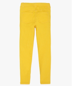 pantalon fille en stretch coupe slim avec taille elastiquee jauneA701801_3