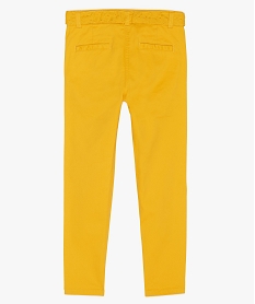 pantalon fille en toile avec ceinture en broderie anglaise jaune pantalonsA701901_2