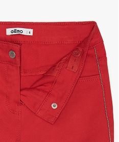 pantalon fille coupe slim a lisere perles argentees rouge pantalonsA702001_2
