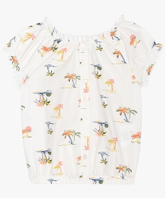 GEMO Blouse fille imprimé tropical à faux boutons Blanc