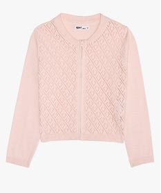 GEMO Gilet fille avec devant ajouré en coton biologique Rose