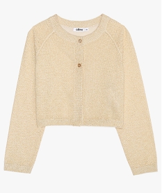 GEMO Gilet fille forme boléro avec manches en maille ajourée beige standard